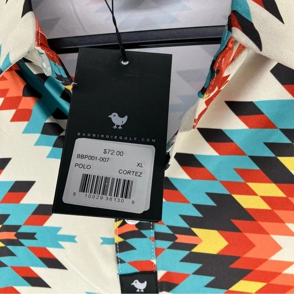 NWT BAD BIRDIE Polo Cortez Aztec Southwestern Golf Shirt XL - Picture 4 of 5